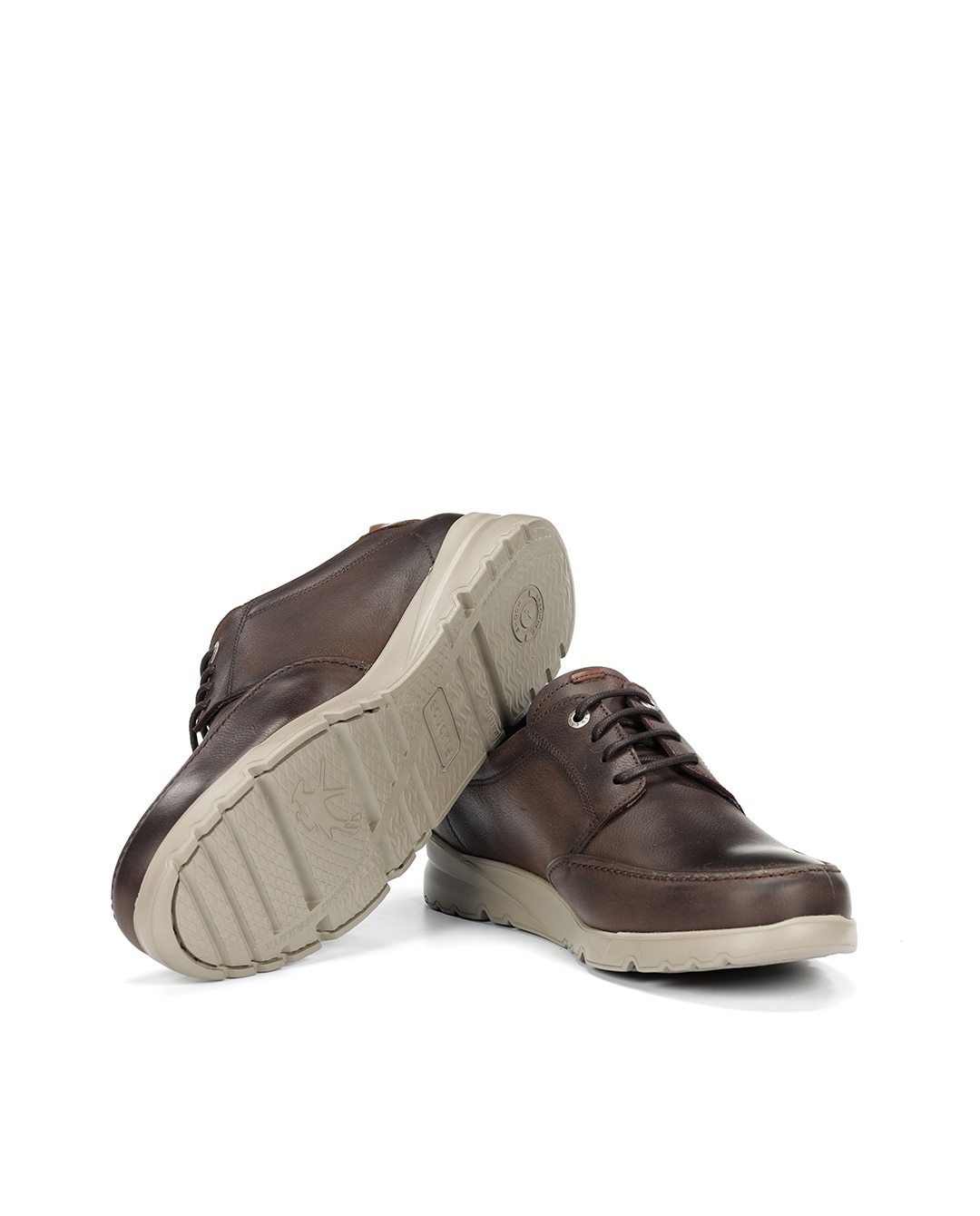 Sapatos de Cordões Fabricados em Acabamento Encerado Castanho-4