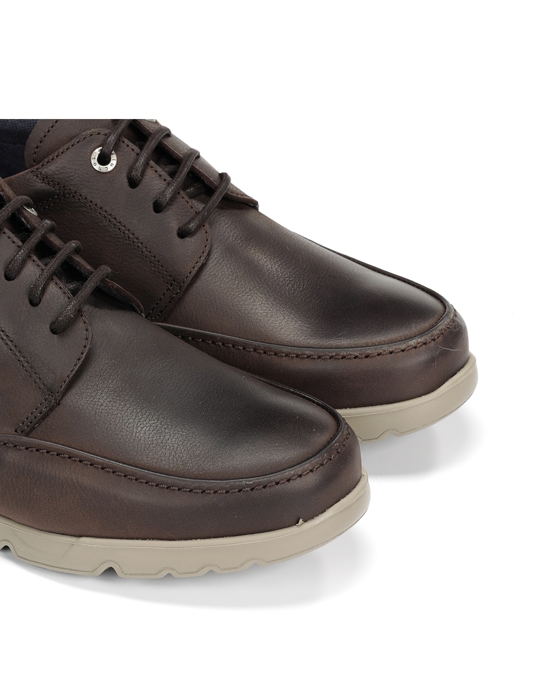 Sapatos de Cordões Fabricados em Acabamento Encerado Castanho-6