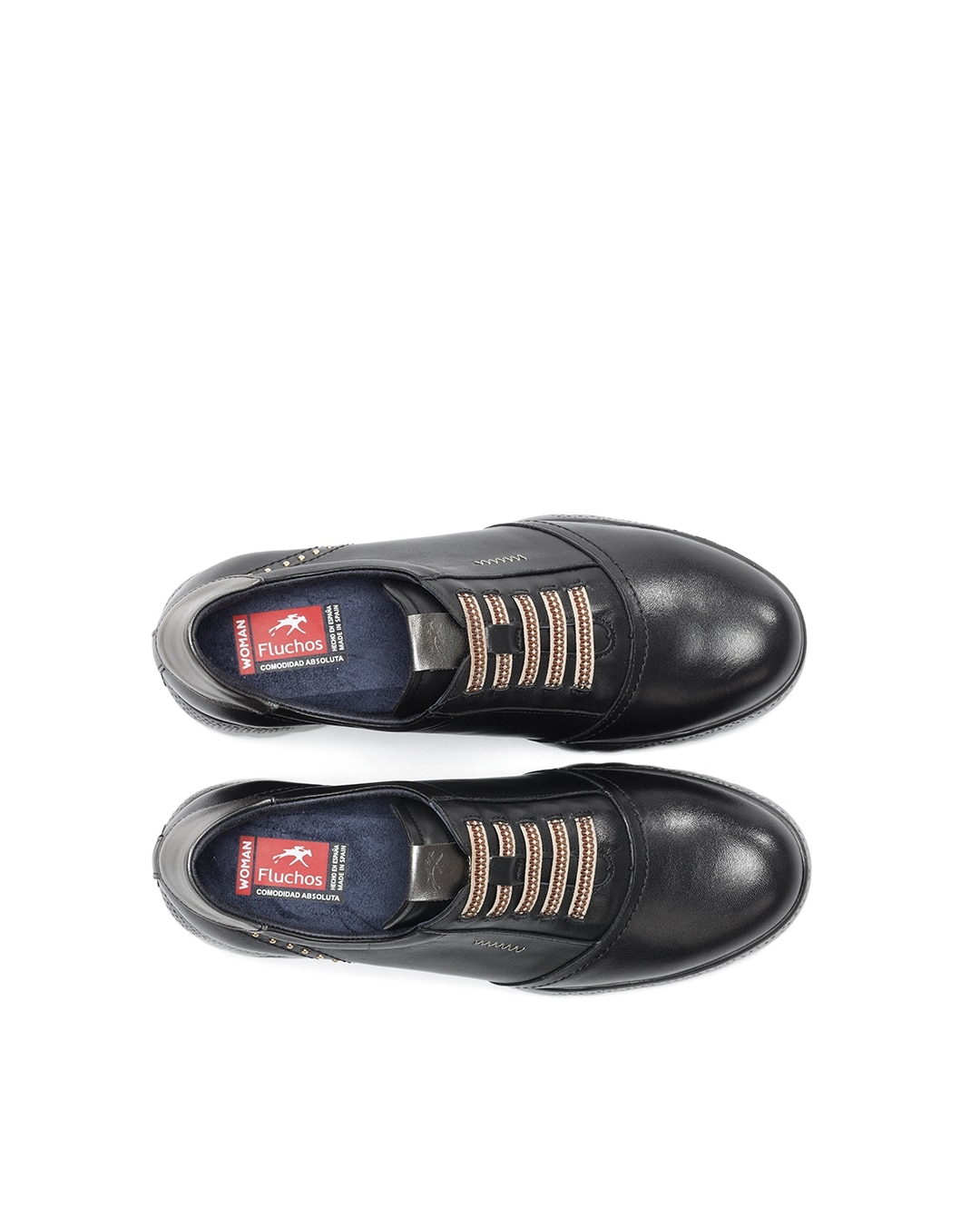 Sapatos de Cordões Fabricados em Pele Preto / Prata-5