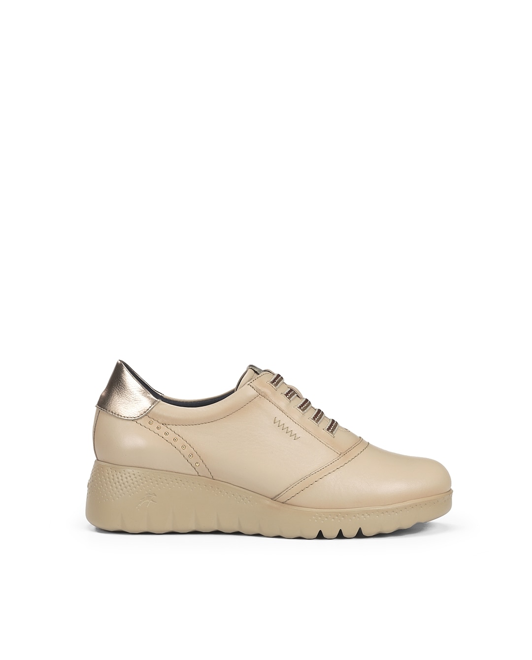 Sapatos de Cordões Fabricados em Pele Castanho / Branco gasto-1