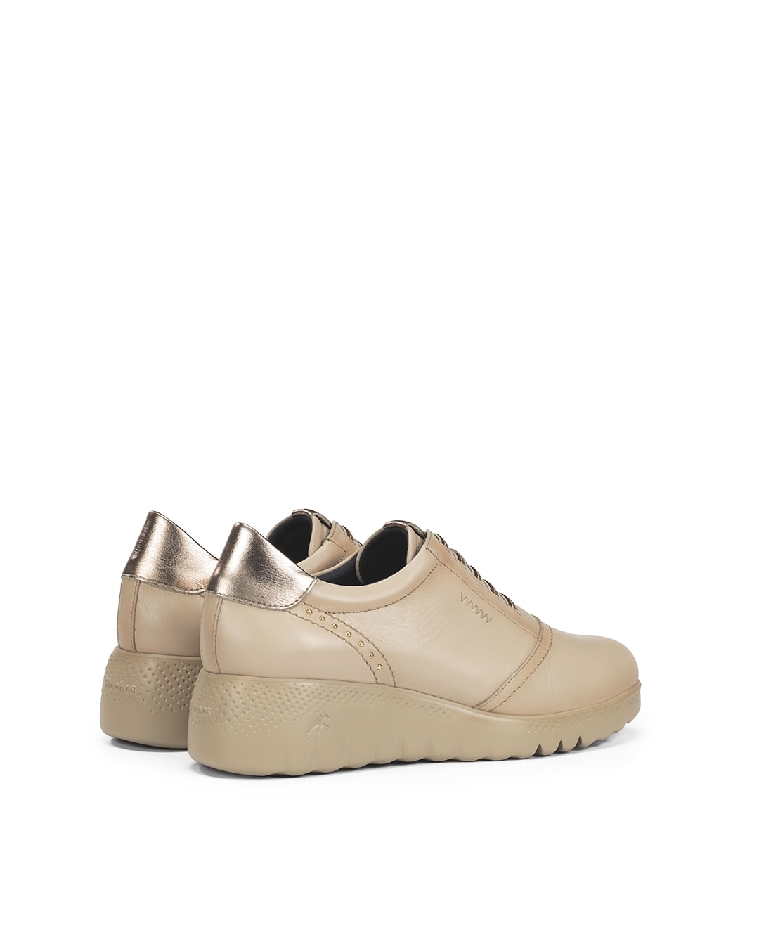 Sapatos de Cordões Fabricados em Pele Castanho / Branco gasto-3