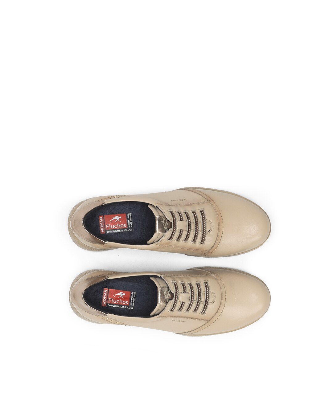 Sapatos de Cordões Fabricados em Pele Castanho / Branco gasto-5