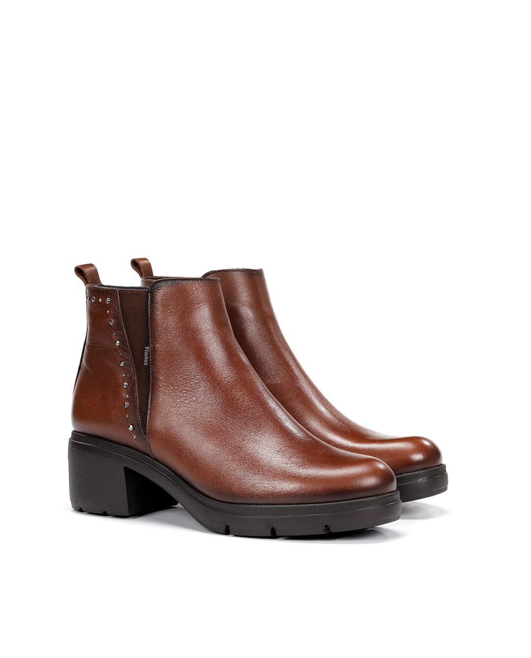 Botins Fabricados em Pele Castanho-claro-2