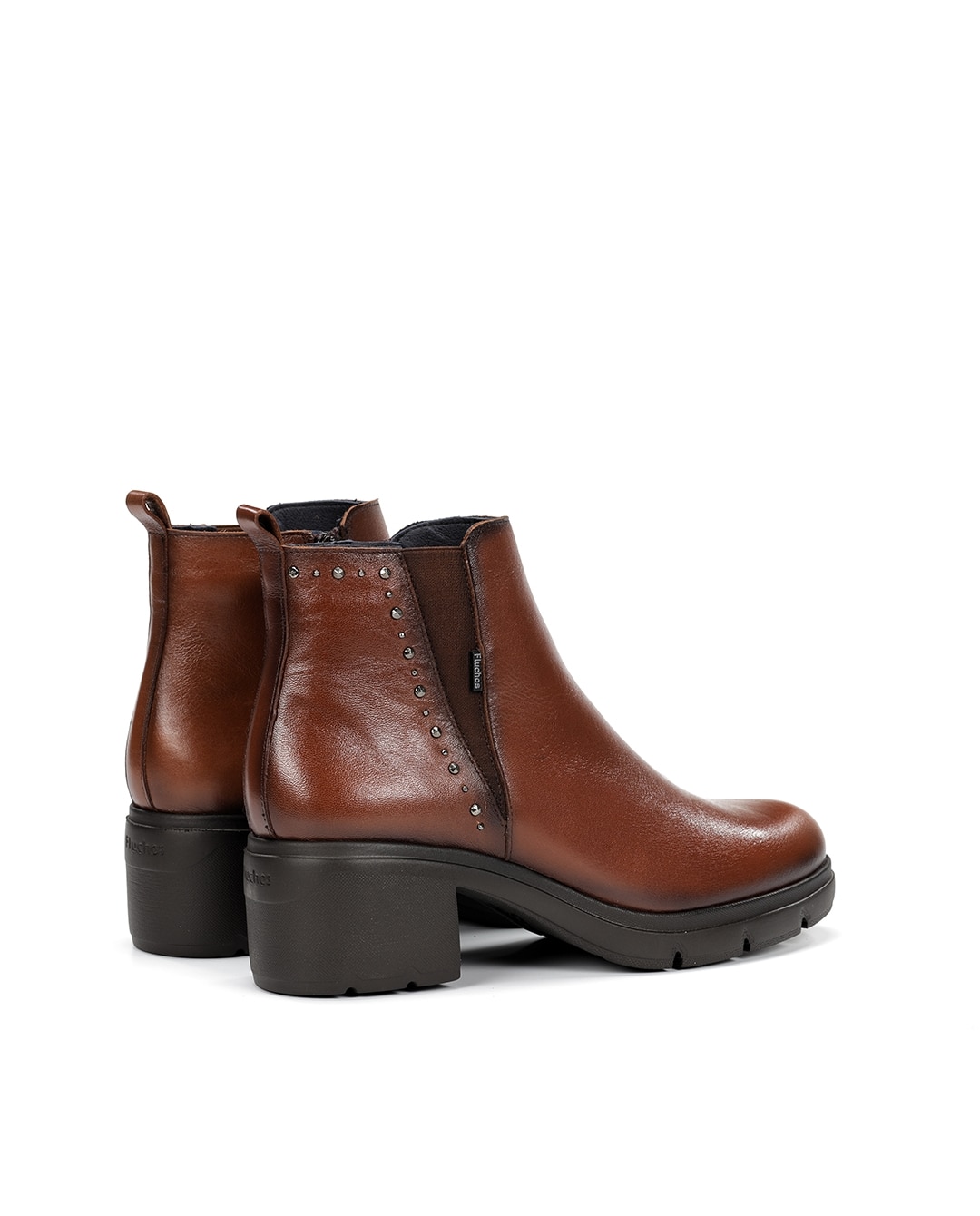 Botins Fabricados em Pele Castanho-claro-3