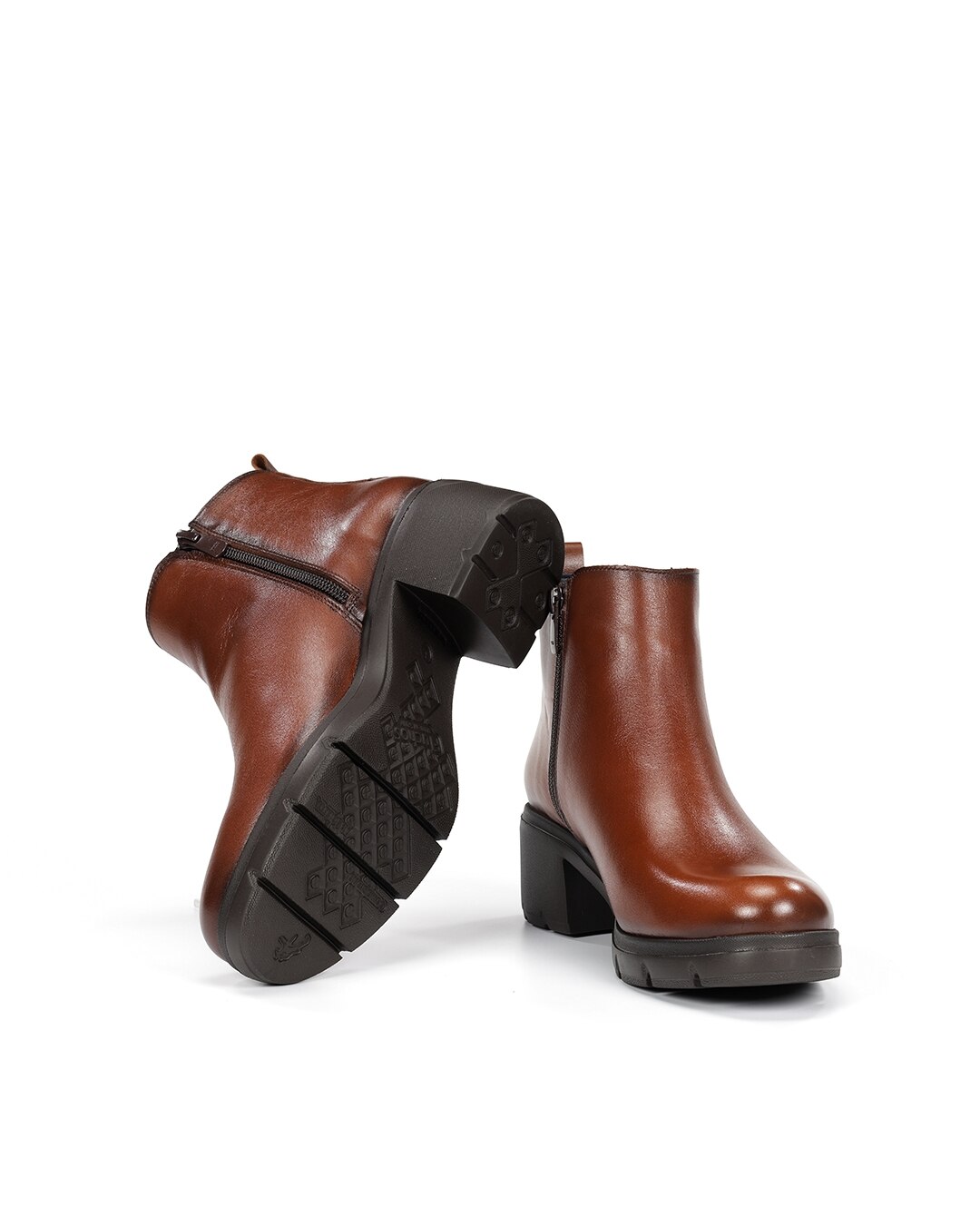 Botins Fabricados em Pele Castanho-claro-4