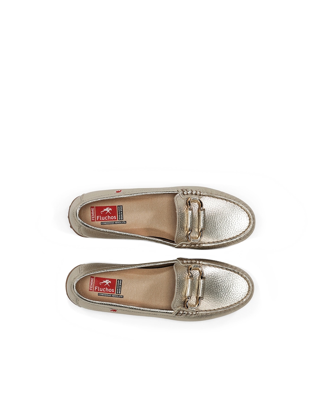 Mocassins Fabricados em Pele Ouro-5