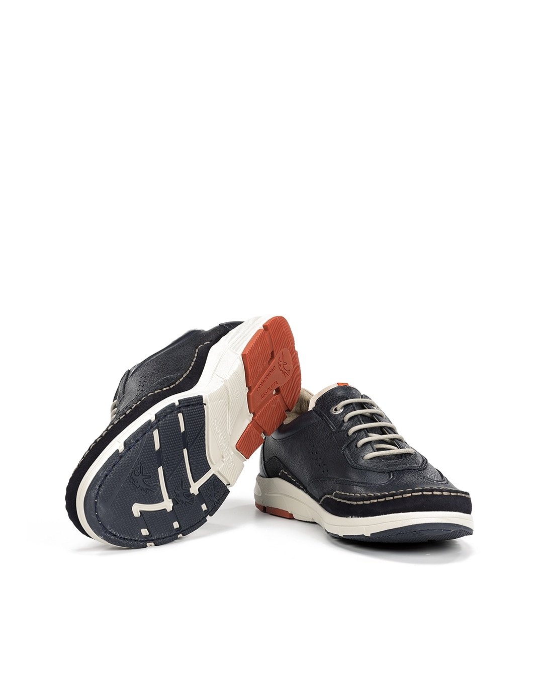 Sapatos de Cordões Fabricados em Pele Azul-4