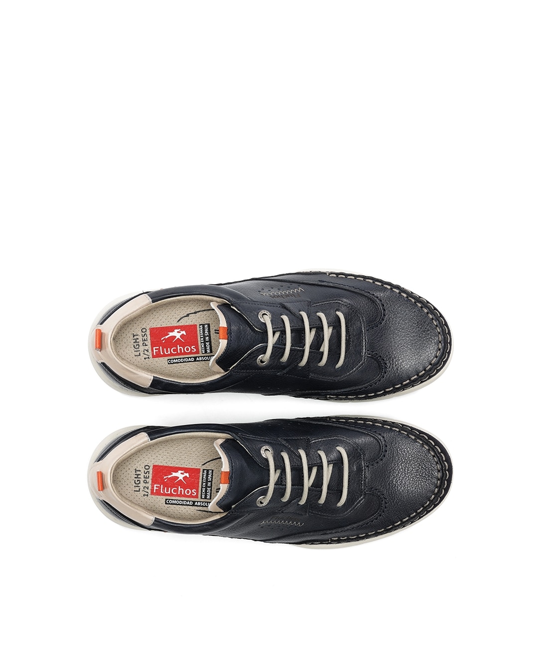 Sapatos de Cordões Fabricados em Pele Azul-5