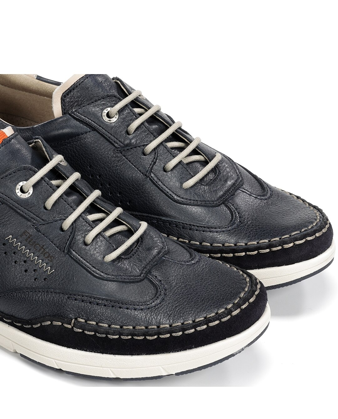 Sapatos de Cordões Fabricados em Pele Azul-6