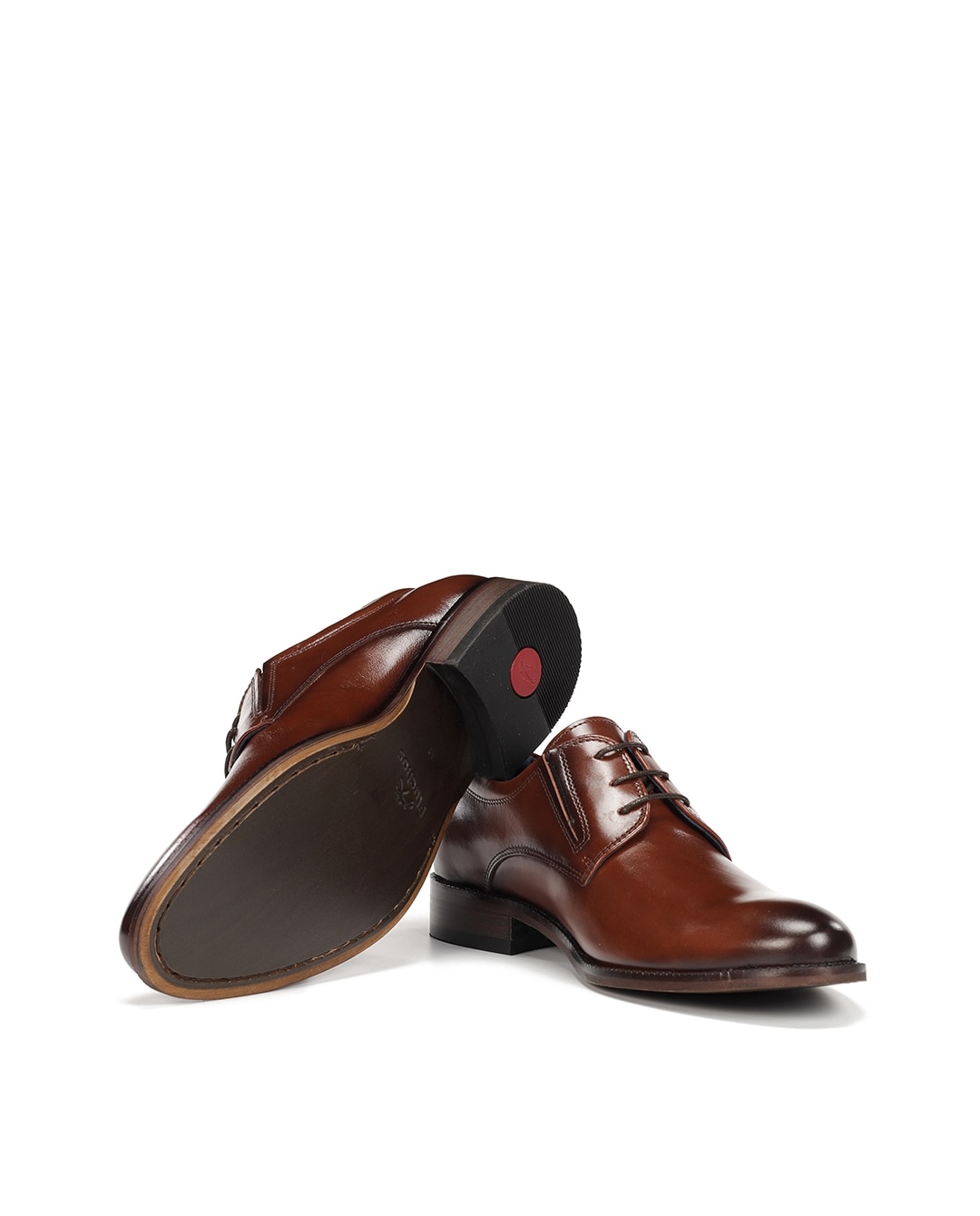 Sapatos de Cordões Fabricados em Pele Castanho-4