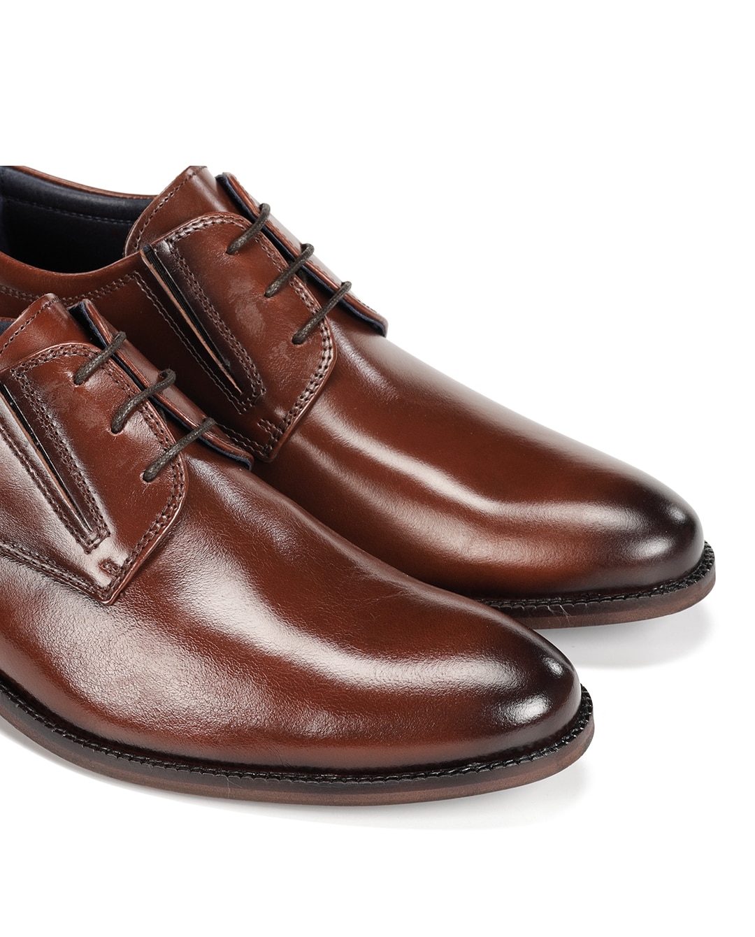 Sapatos de Cordões Fabricados em Pele Castanho-6