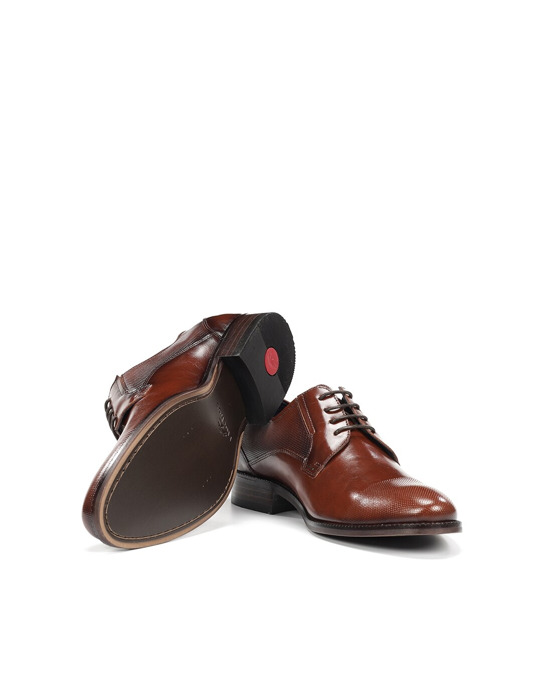 Sapatos de Cordões Fabricados em Pele Castanho-4
