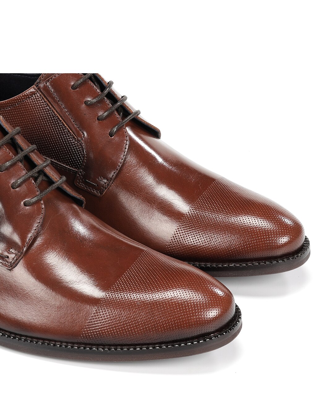 Sapatos de Cordões Fabricados em Pele Castanho-6