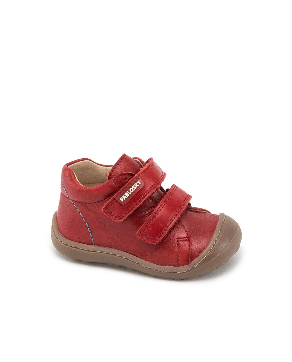 Botas de Bebé em Pele com Fecho Velcro Duplo Pablosky Vermelho-1