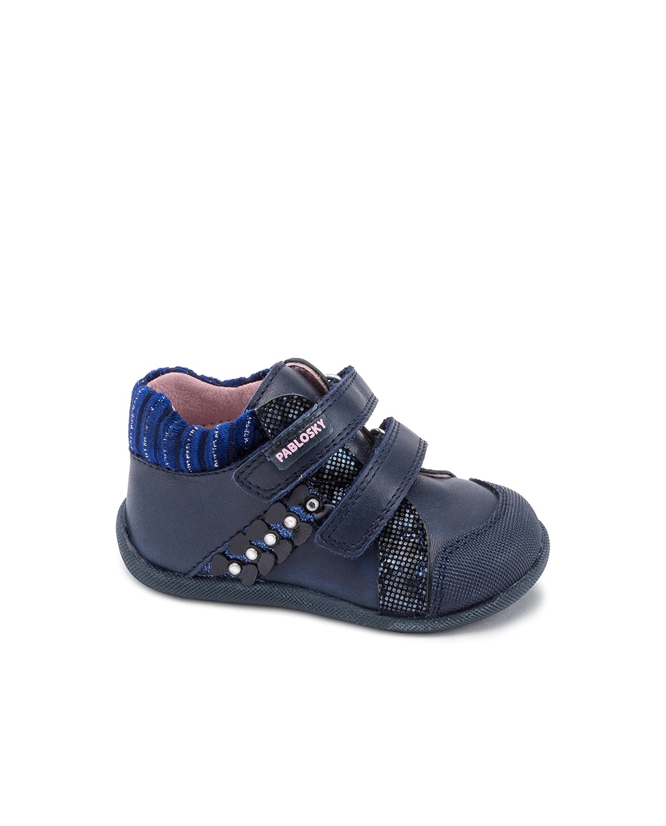 Botas de Bebé em Pele com Fecho Velcro Duplo Pablosky Azul-marinho-1