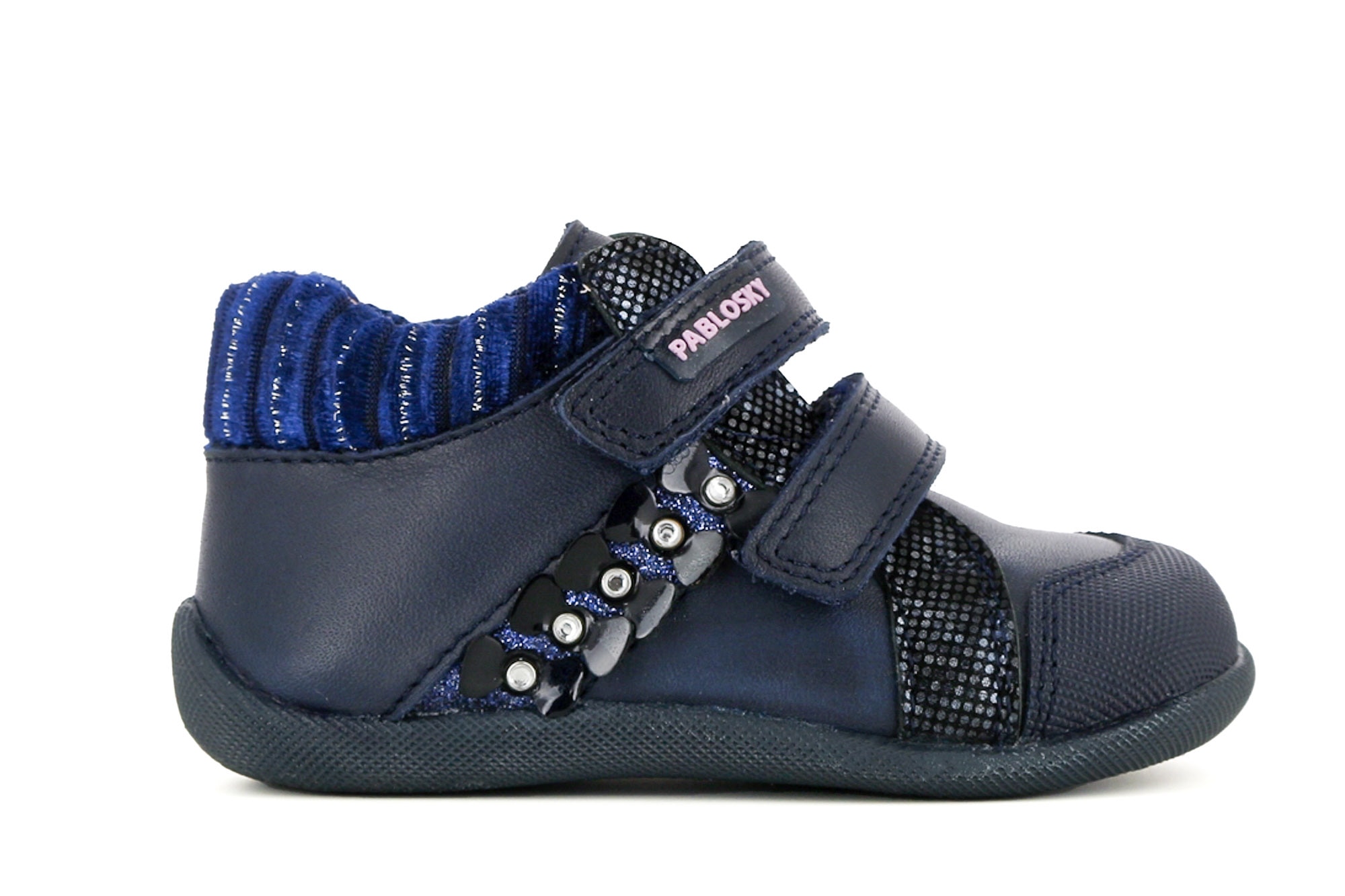 Botas de Bebé em Pele com Fecho Velcro Duplo Pablosky Azul-marinho-2