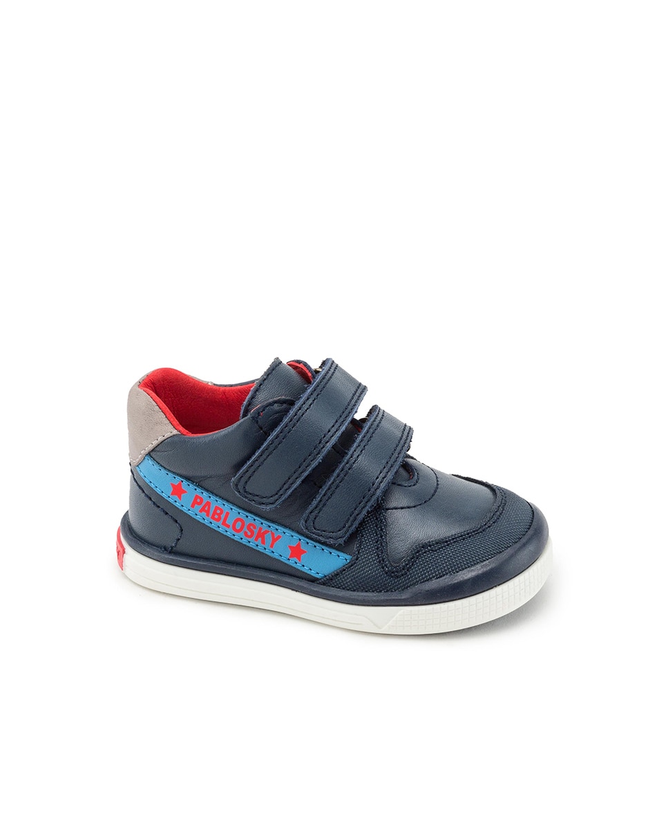 Sapatilhas Desportivas para Bebé Tipo Bota de Pele Pablosky Azul-marinho-1