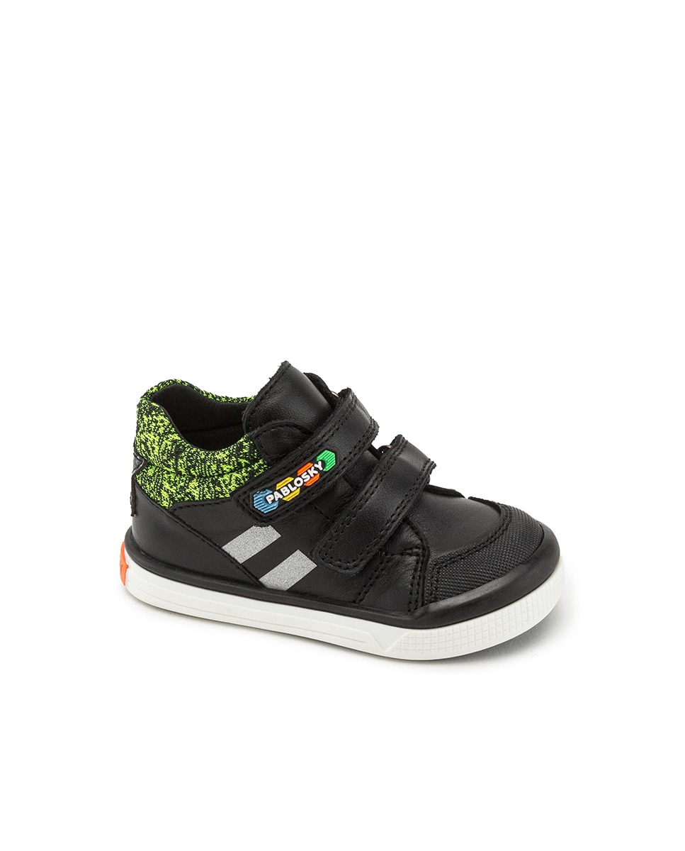 Sapatilhas Desportivas para Bebé Tipo Bota de Pele Pablosky Preto / Verde-flúor-1
