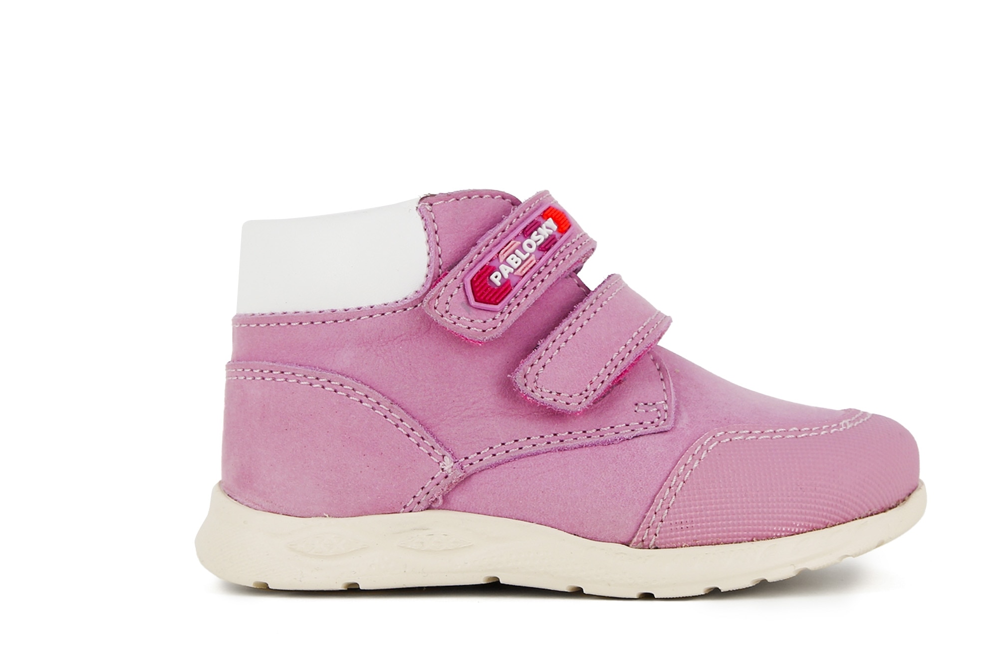 Botas de Bebé em Pele com Fecho Velcro Duplo Pablosky Rosa-2