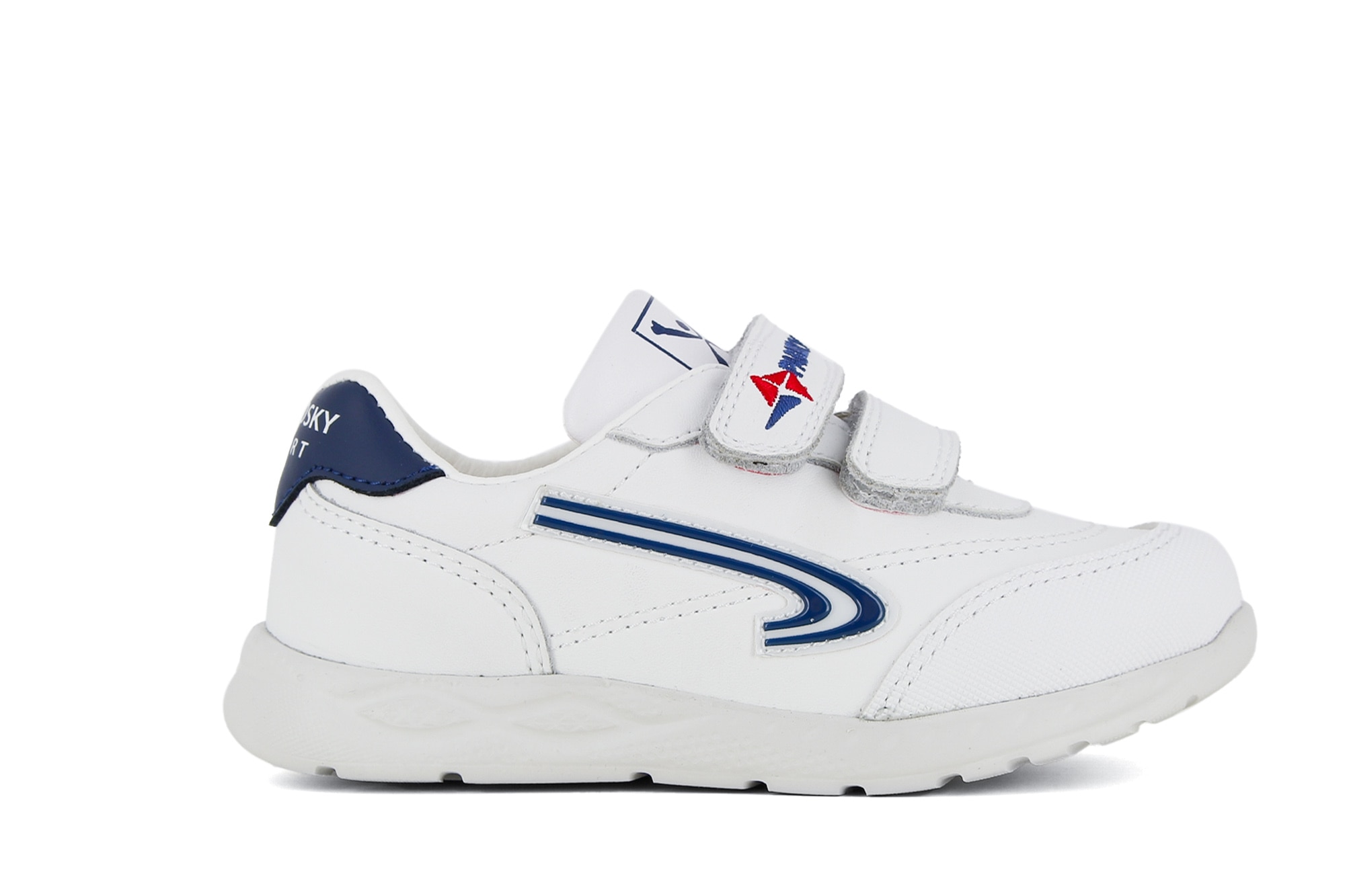 Sapatilhas desportivas em pele com fecho aderente duplo Branco-2