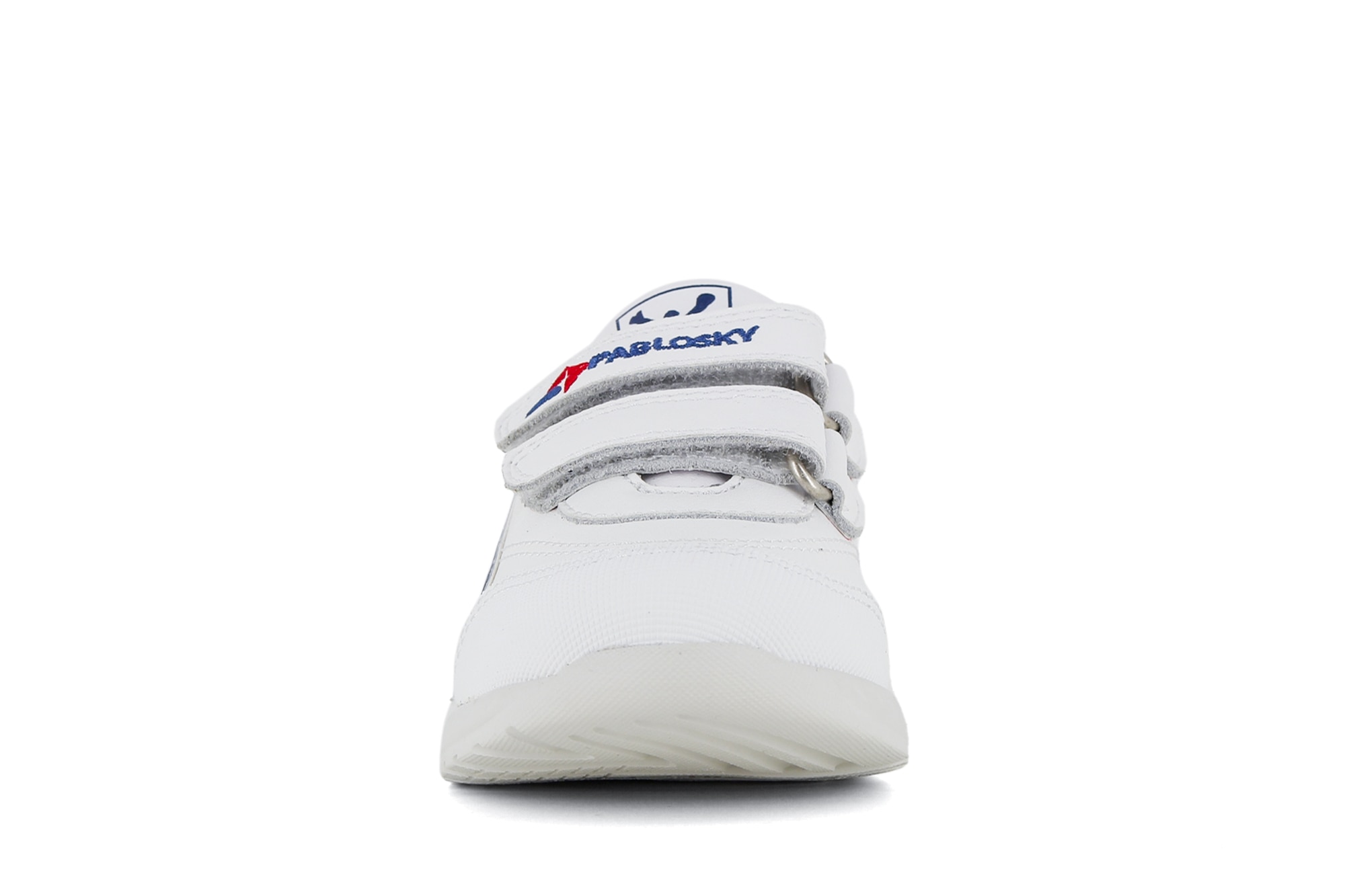 Sapatilhas desportivas em pele com fecho aderente duplo Branco-5