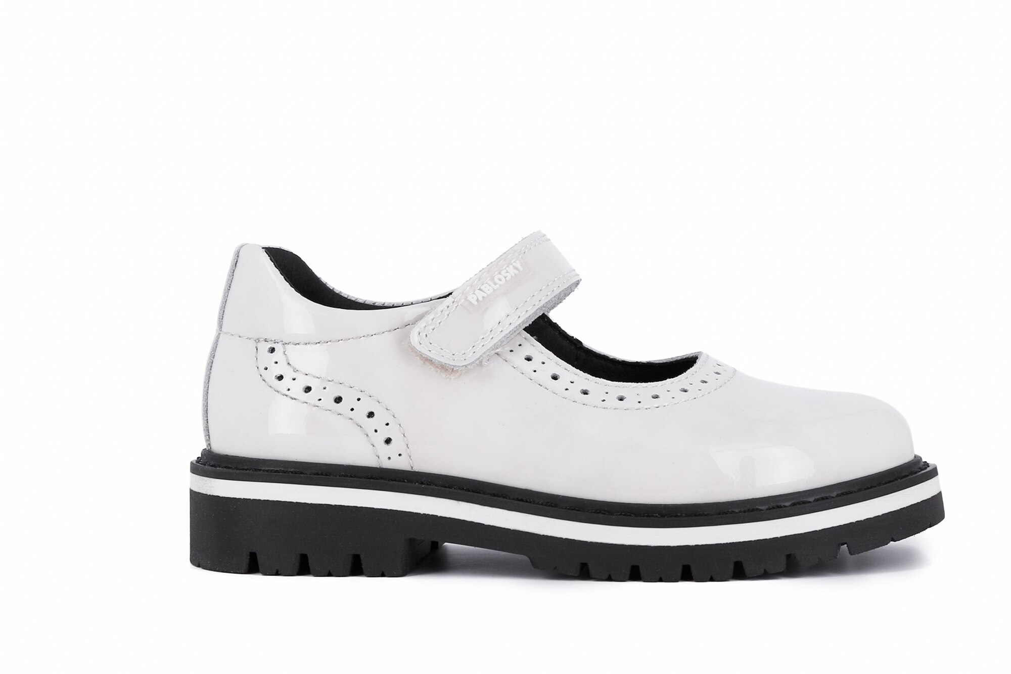 Merceditas de Pele Branco / Preto-2