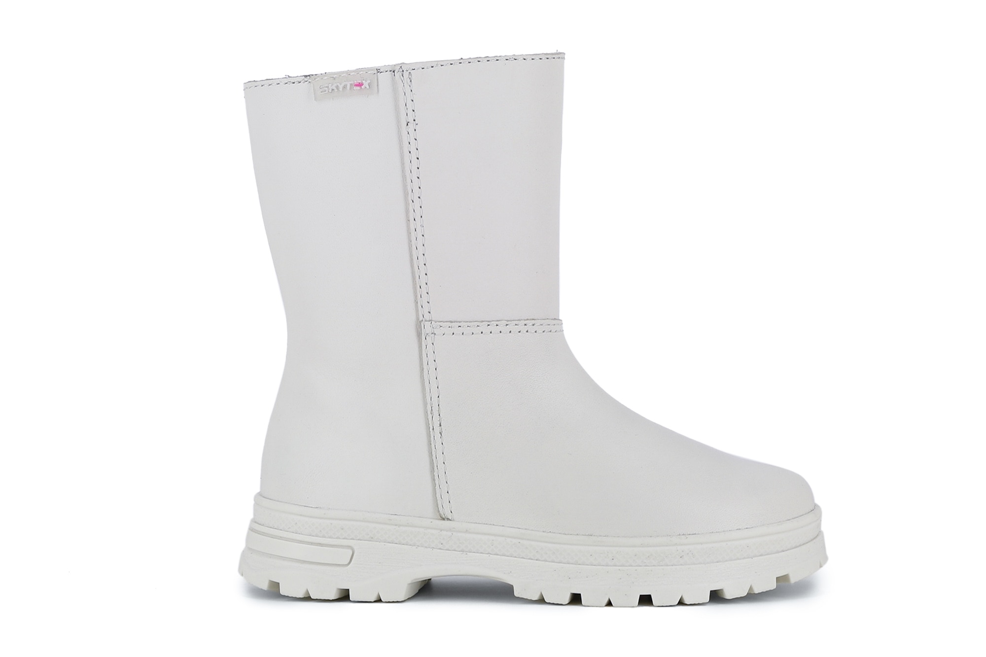 Botas Infantil de Pele com Fecho Zip Branco-2