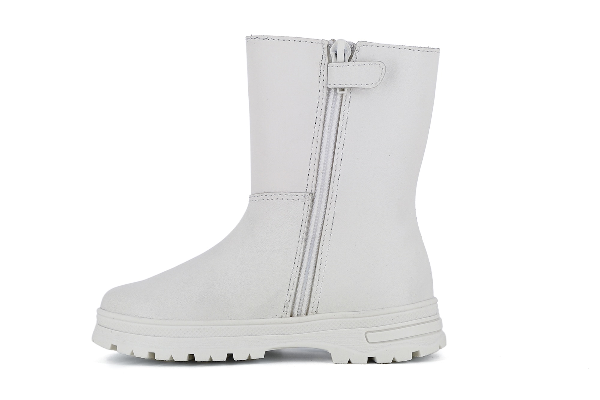 Botas Infantil de Pele com Fecho Zip Pablosky Branco-4