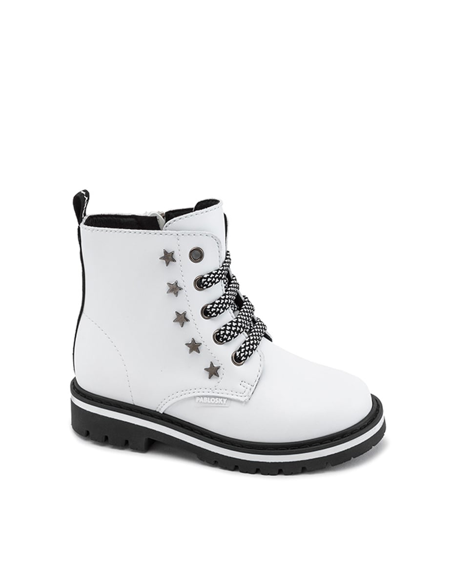Botas com Fecho Zip e Atacadores Branco-1