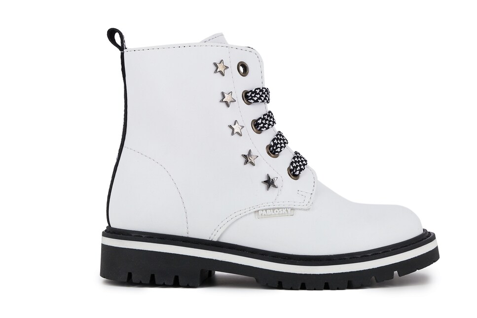 Botas com Fecho Zip e Atacadores Branco-2