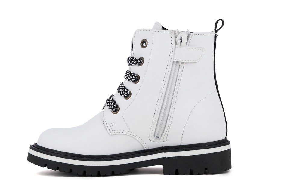 Botas com Fecho Zip e Atacadores Branco-4