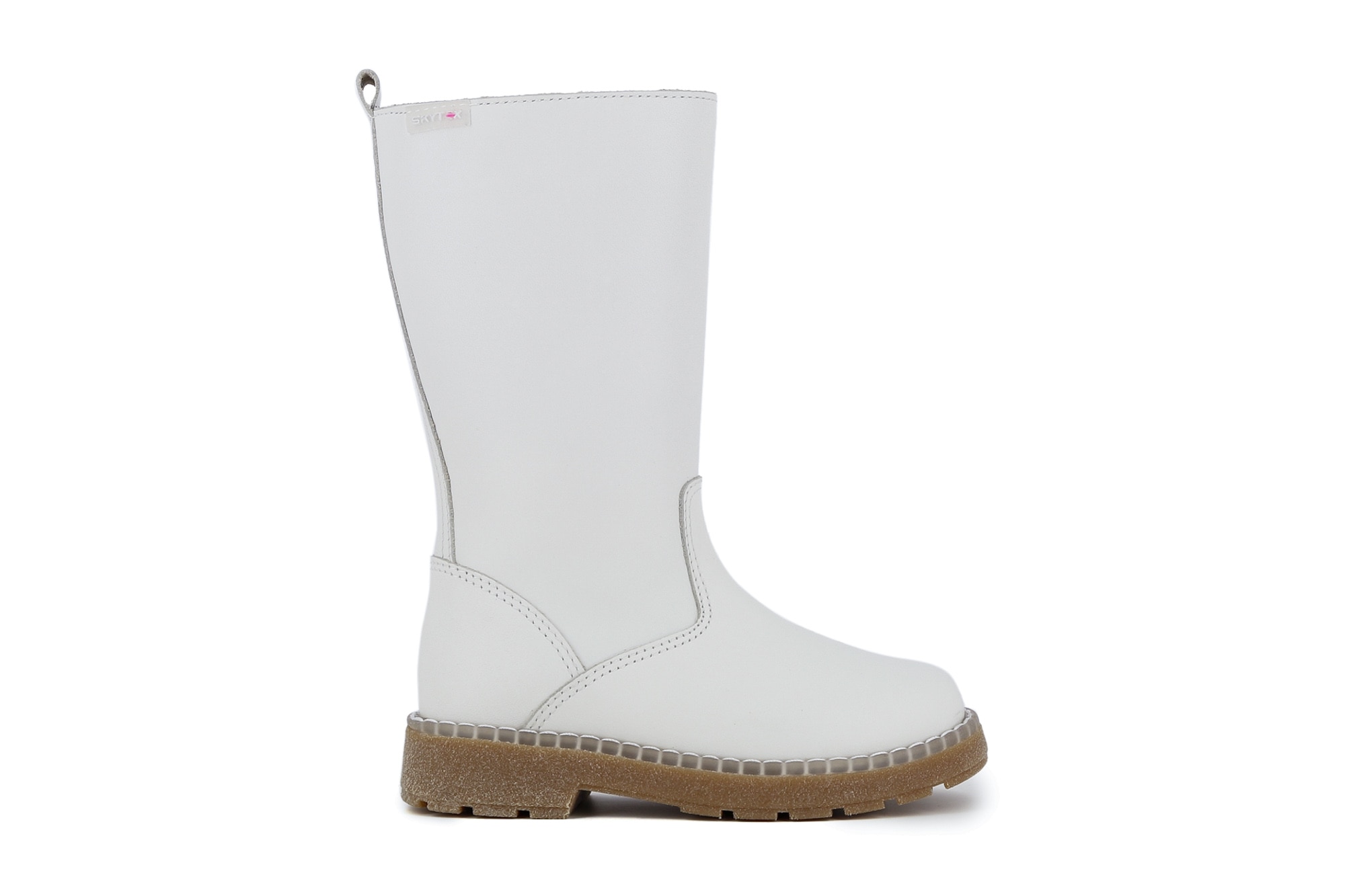 Botas Infantil de Pele com Fecho Zip Pablosky Branco-2