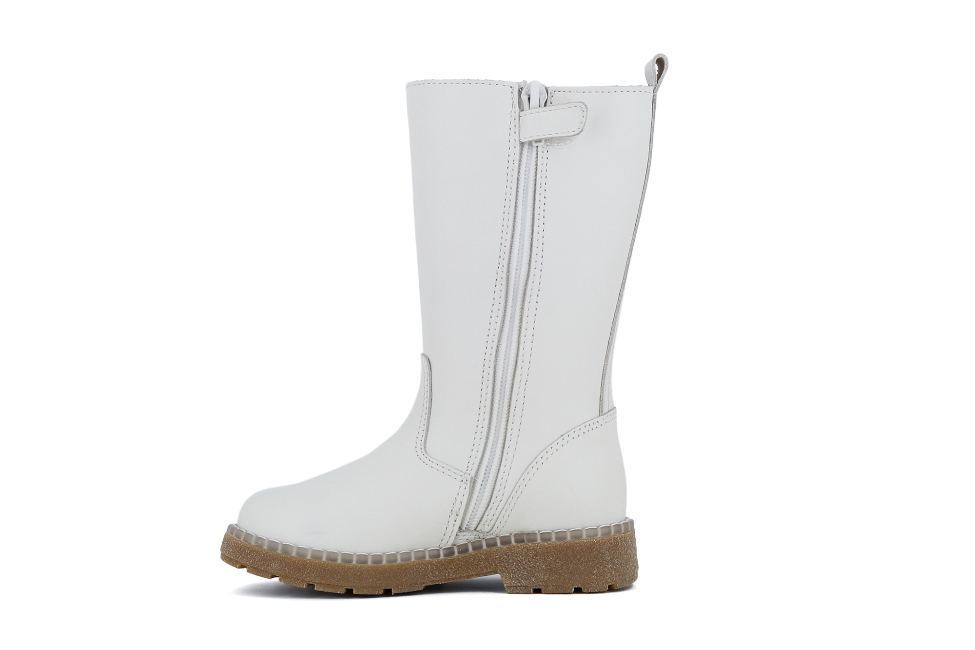 Botas Infantil de Pele com Fecho Zip Pablosky Branco-4