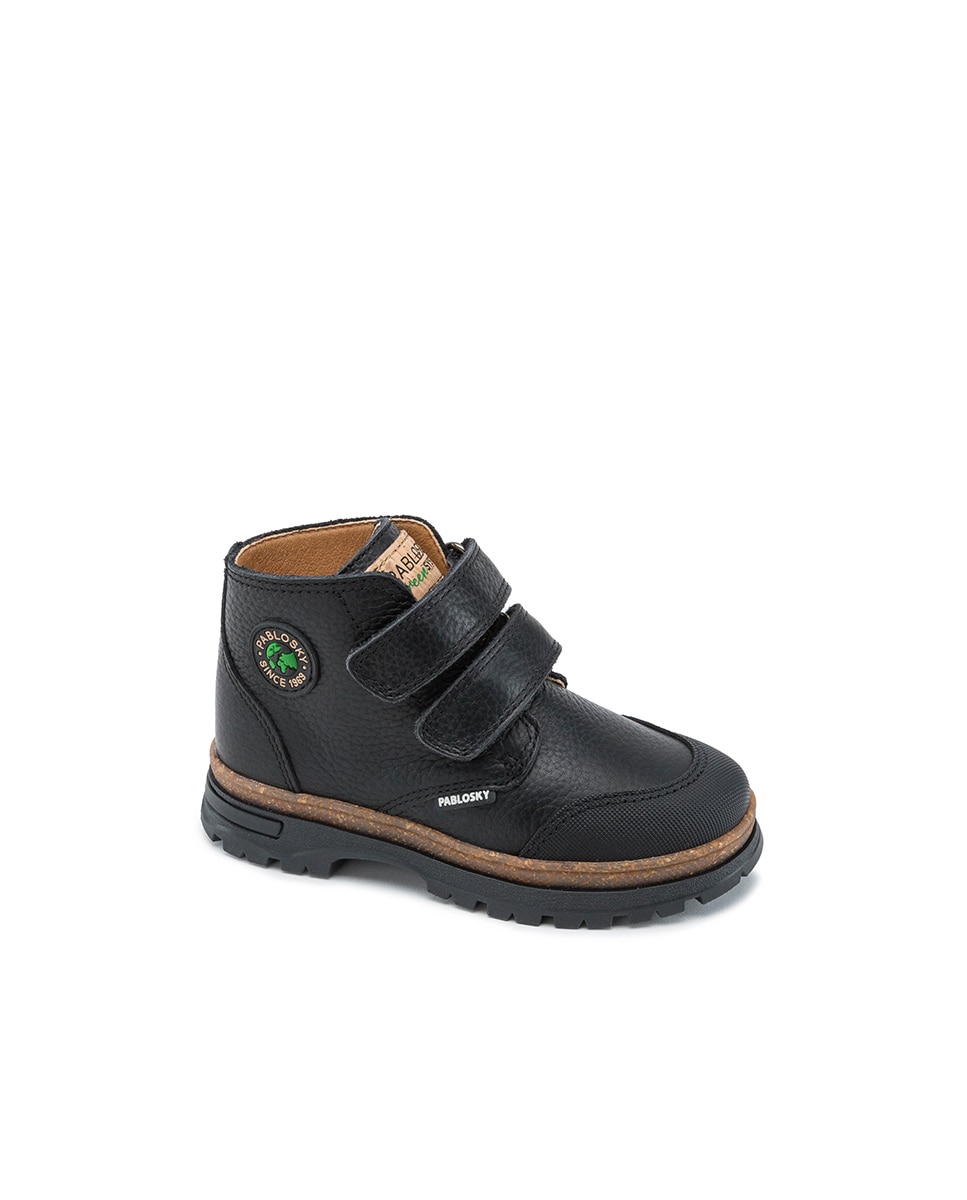 Botas Infantil de Pele com Velcro Pablosky Preto-1