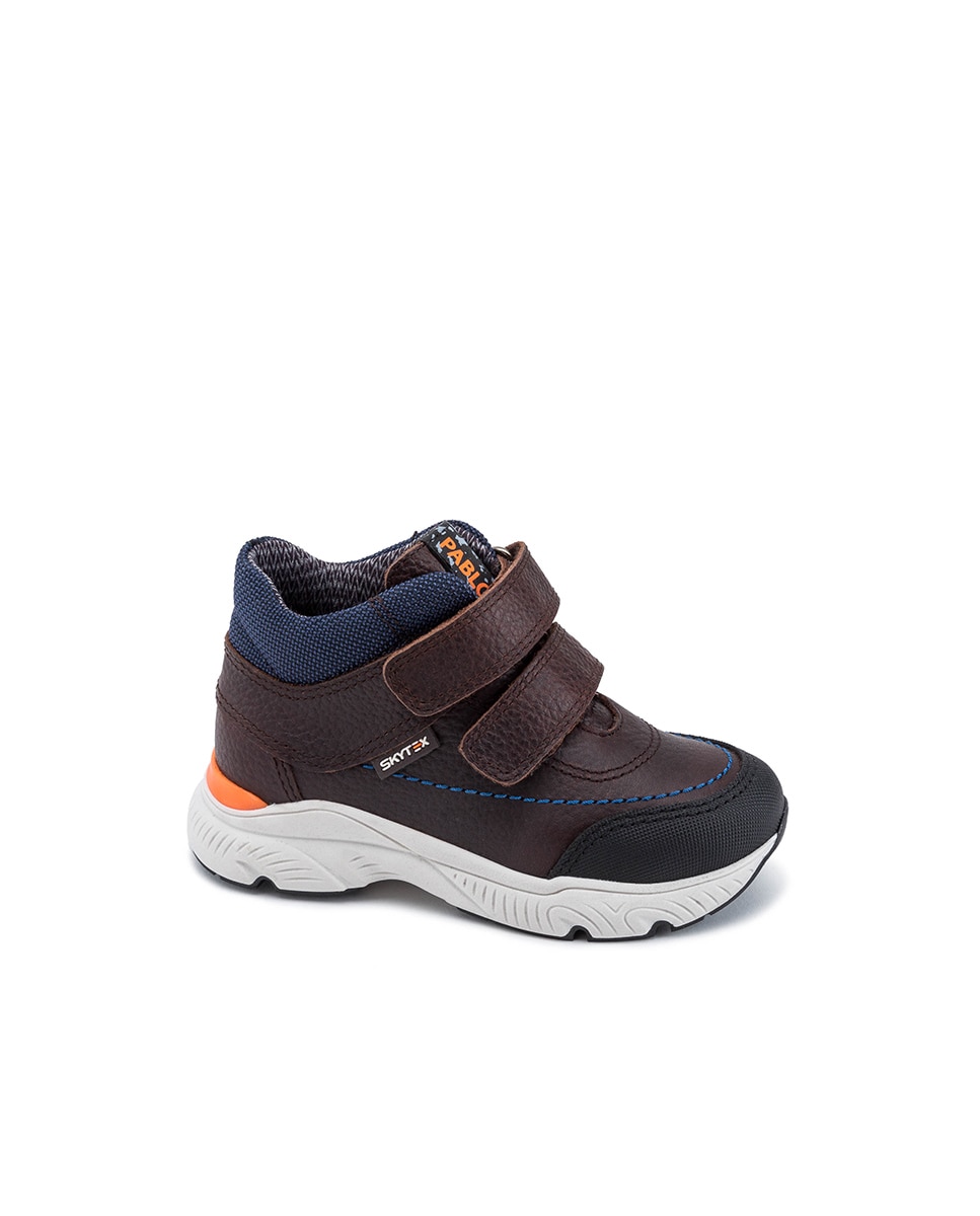 Botas Infantil de Pele com Velcro Pablosky Castanho-1