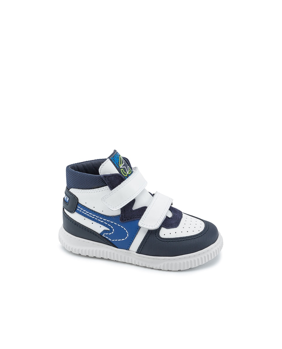 Sapatilhas Desportivas Infantil com Fecho de Velcro Duplo Pablosky Branco / Azul-1
