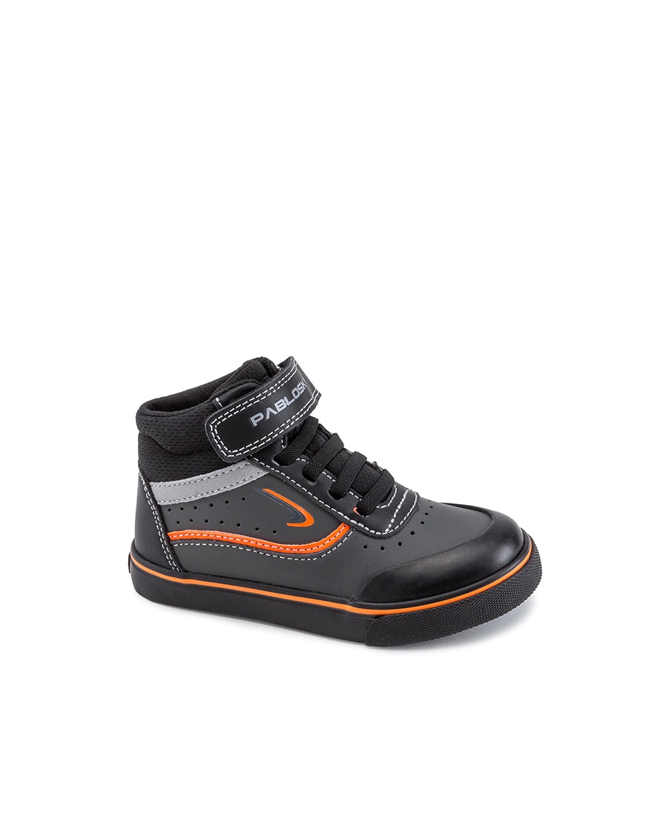 Sapatilhas Desportivas Tipo Bota Infantil com Velcro Preto / Laranja-1