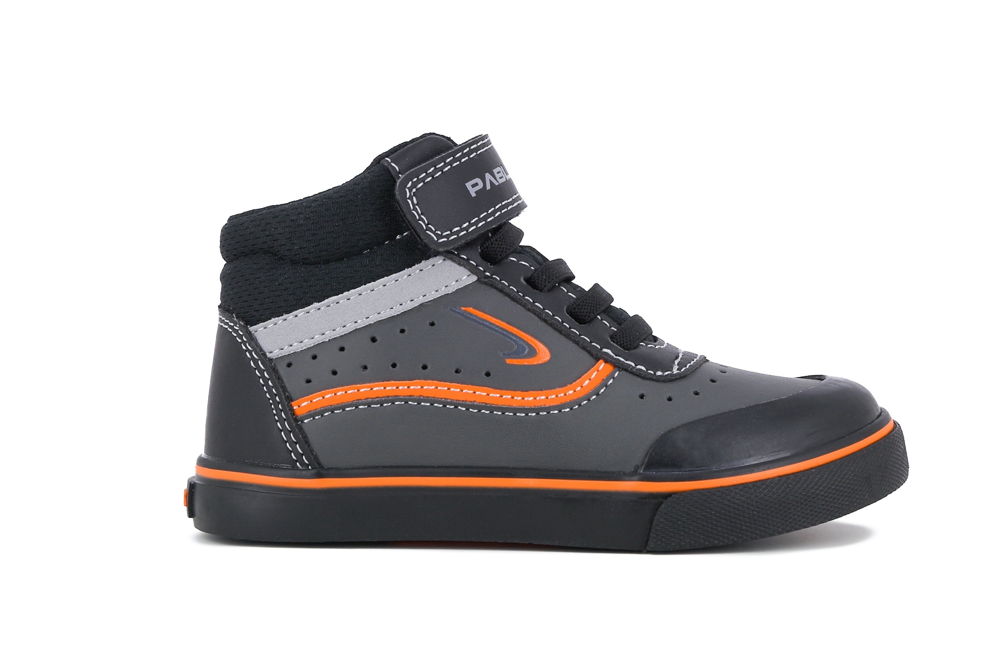 Sapatilhas Desportivas Tipo Bota Infantil com Velcro Preto / Laranja-2