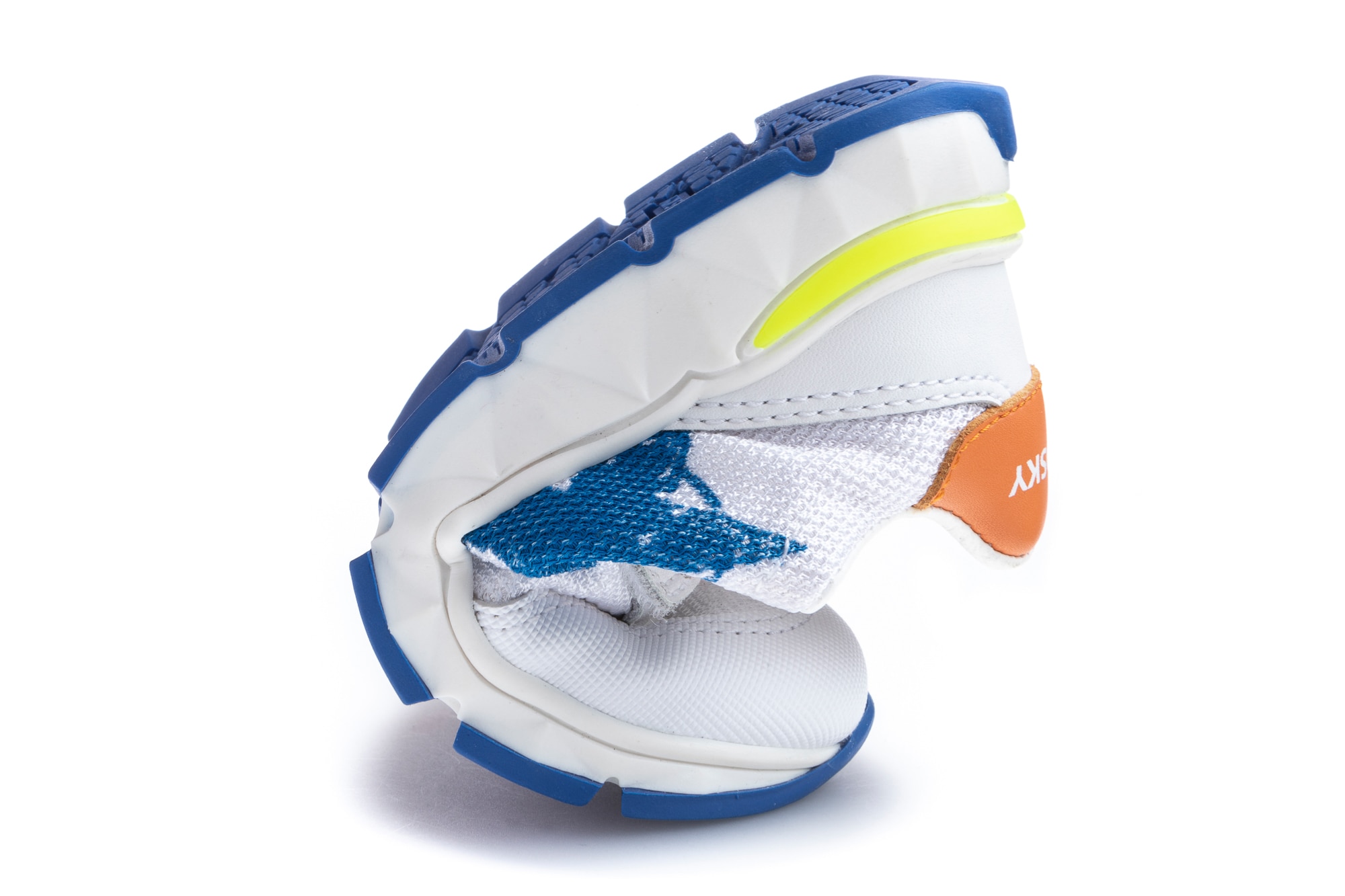 Sapatilhas Desportivas Infantil de Pele e Têxtil Técnico com Velcro Pablosky Branco / Azul-3