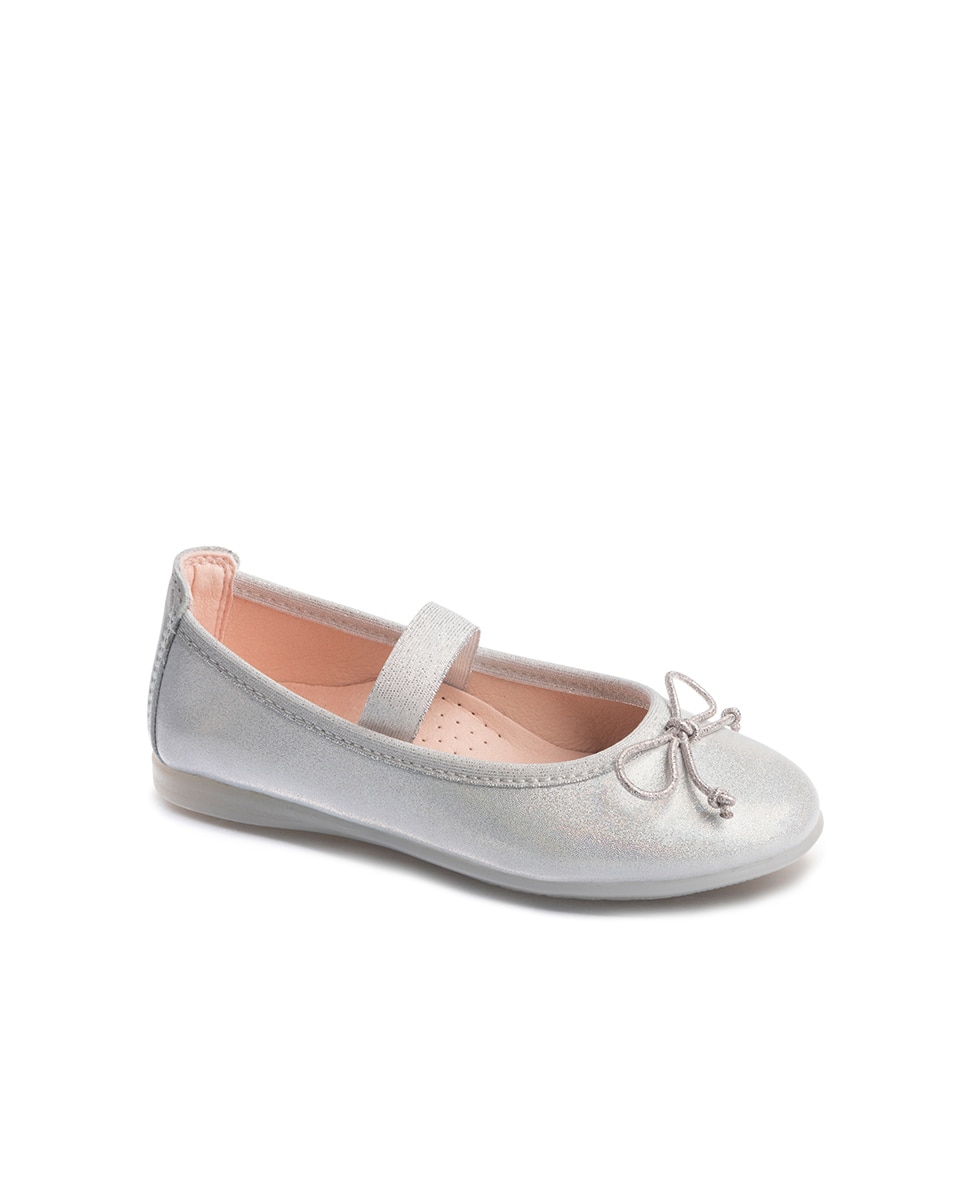 Bailarinas Prateadas de Pele com Elástico Prateado-1