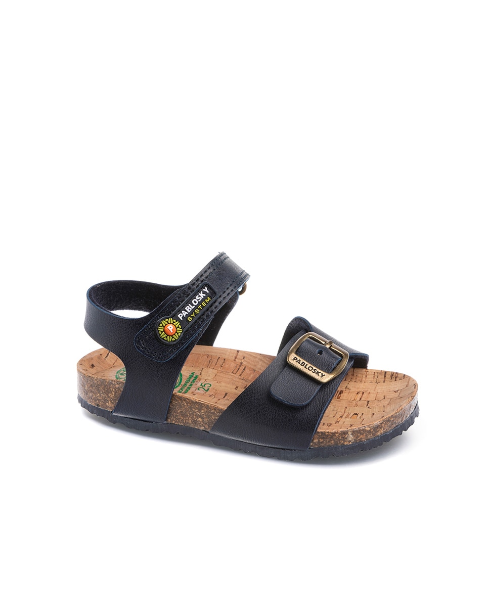 Sandálias Infantil de Materiais Reciclados com Velcro Pablosky Azul-escuro-1