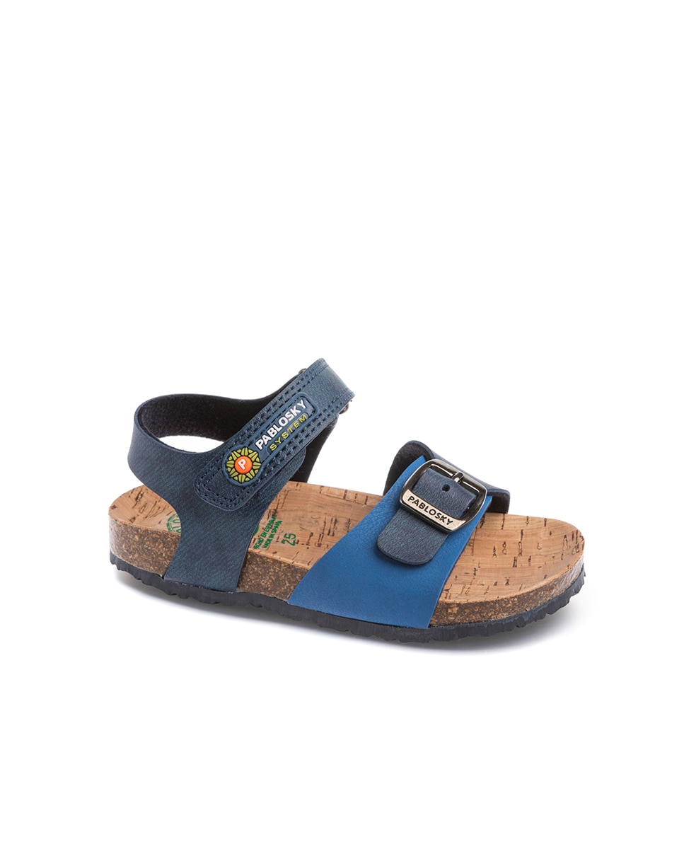 Sandálias Infantil de Materiais Reciclados com Velcro Pablosky Azul-1