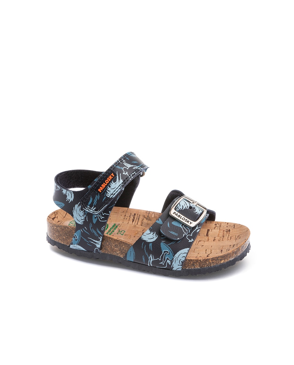 Sandálias Infantil de Materiais Reciclados com Velcro Pablosky Azul-marinho-1