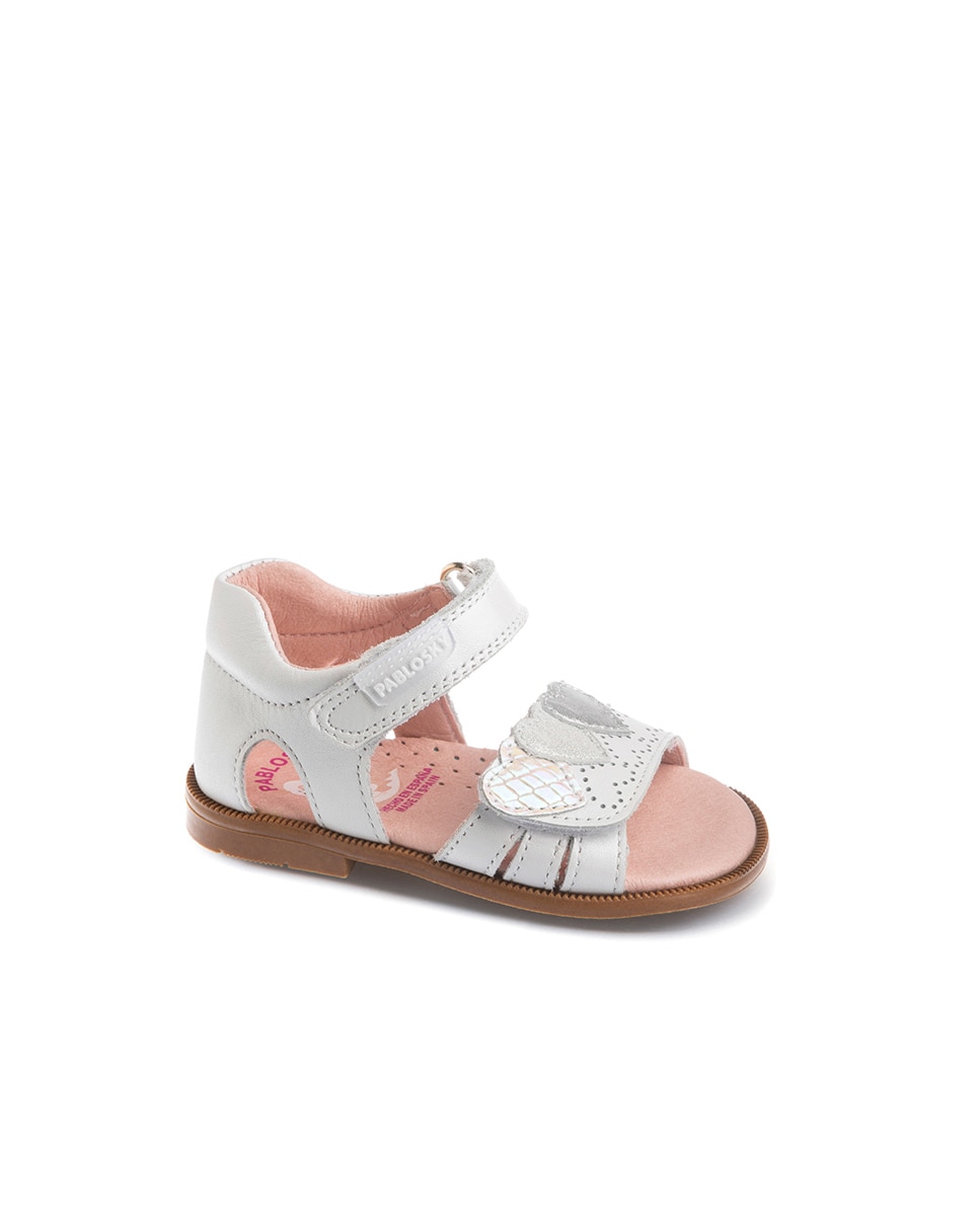 Sandálias para Bebé Brancas de Pele com Velcro Pablosky Branco-1