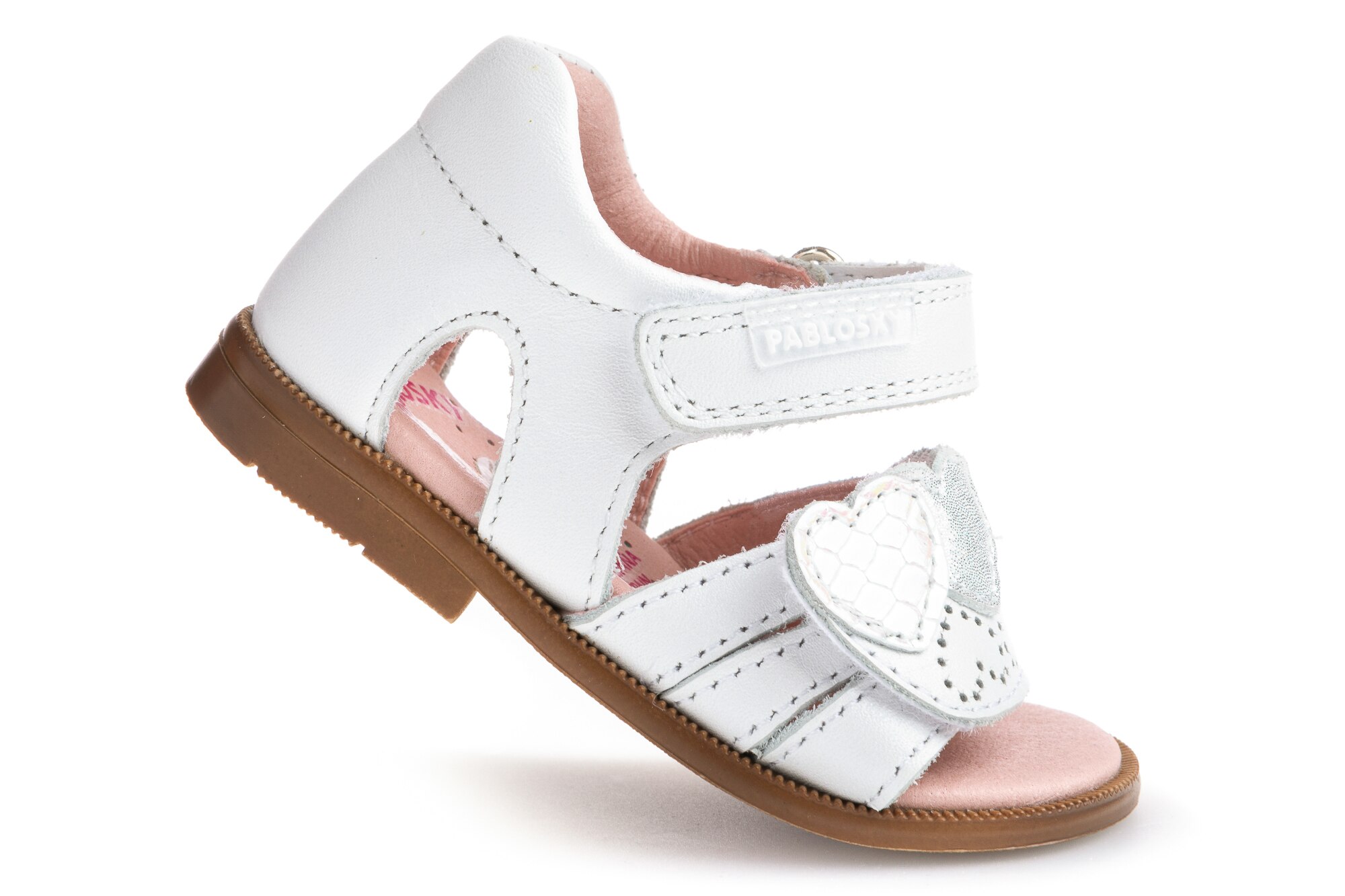 Sandálias para Bebé Brancas de Pele com Velcro Pablosky Branco-2
