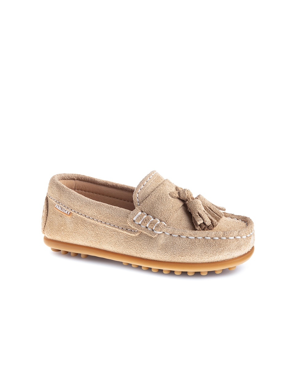 Mocassins Unissexo de Couro Bege-1