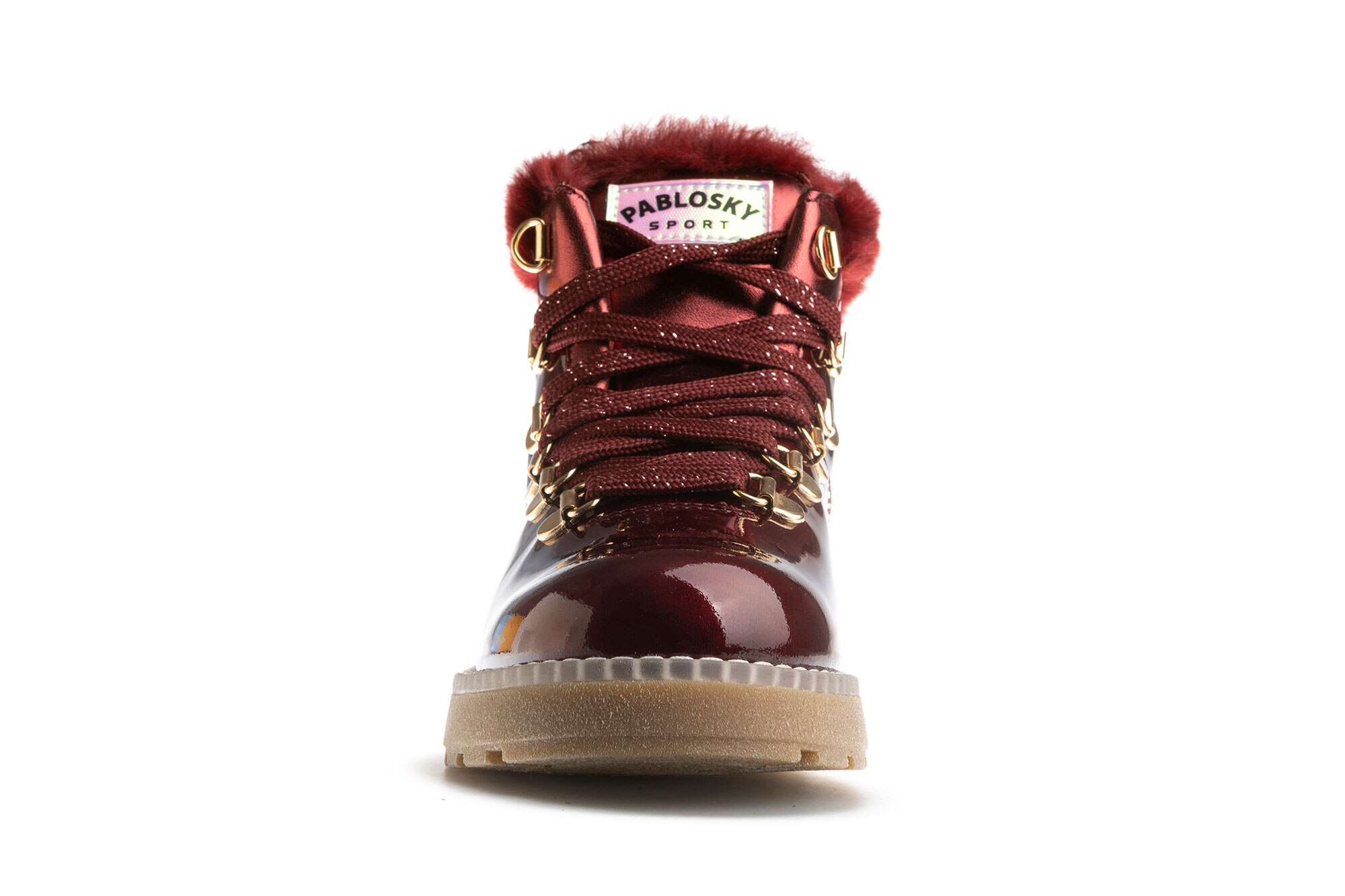 Botas Infantil de Pele com Cordões Pablosky Vermelho-3