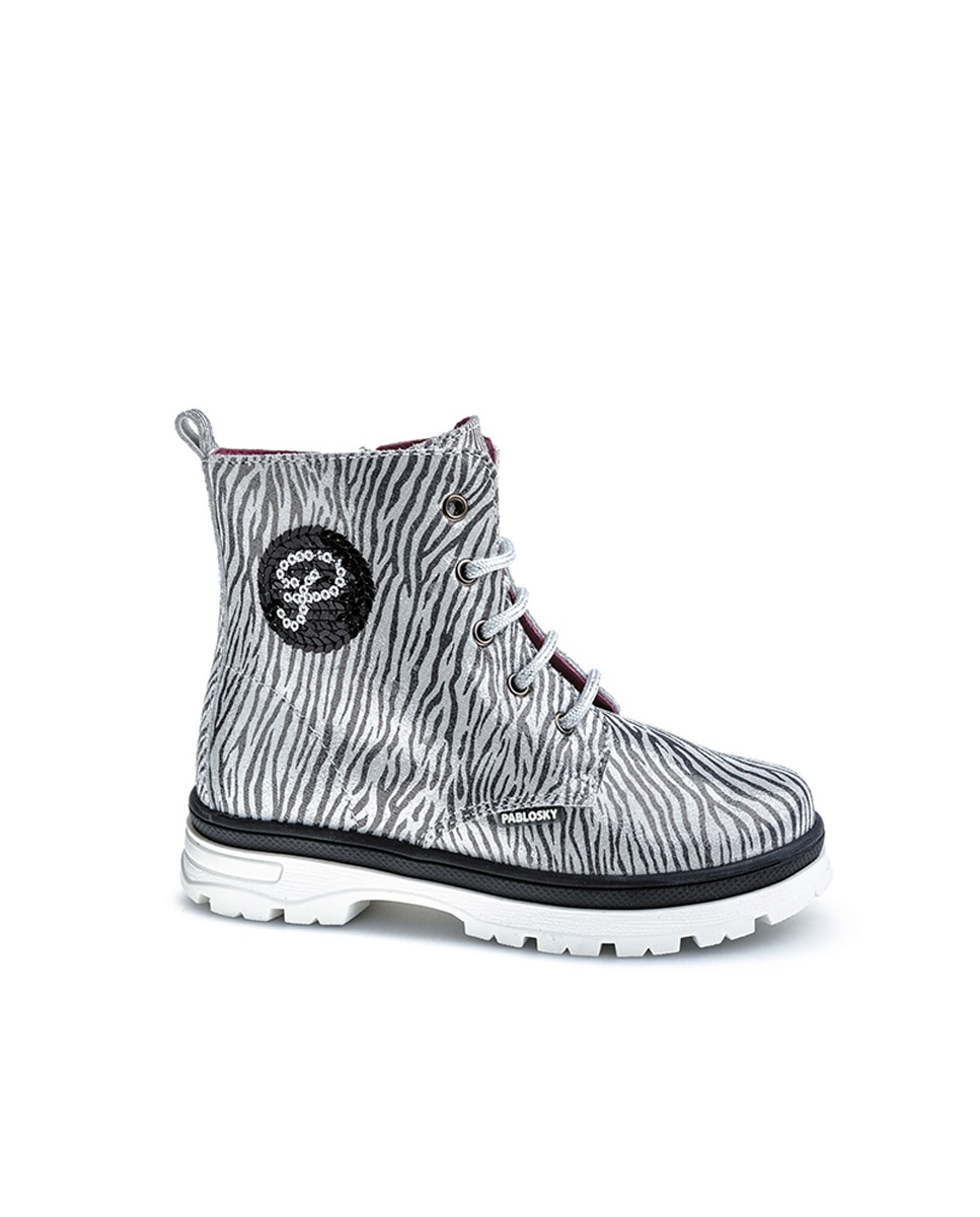 Botas Infantil de Pele com Fecho Zip Pablosky Branco-1