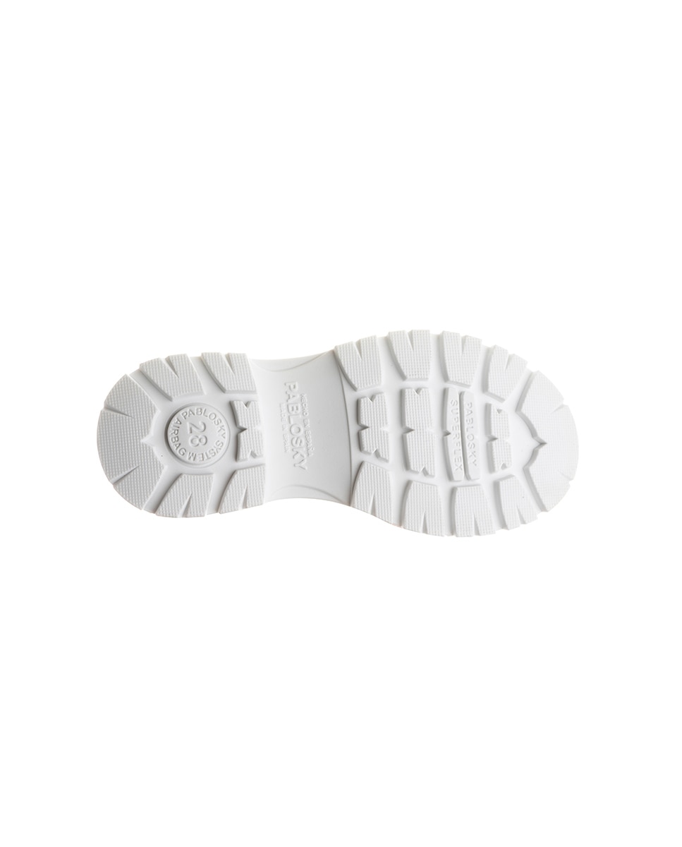 Botas Infantil de Pele com Fecho Zip Pablosky Branco-2