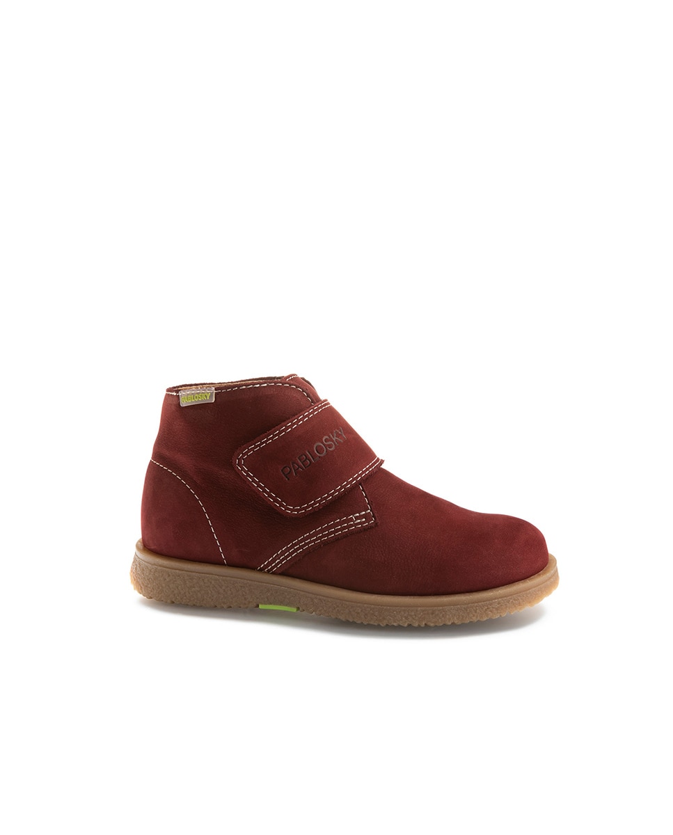 Botas Infantil de Pele com Velcro Pablosky Bordeaux-1